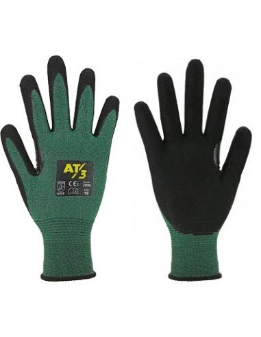 Guants de Protecció Antitall Recobert Microescuma de Nitril Verd/Negre T/9 L