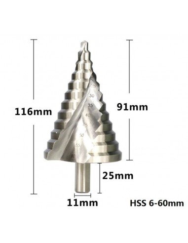 Broca Avellanadora Escal. 5mm Ø6-60 HSS Helicoïdal