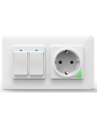 SMART HOME Interruptor Doble+Base WIFI Empotrar Blanco