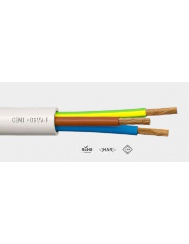 mt Cable Mànega PVC H05VV-F 2x1mm² Blanca