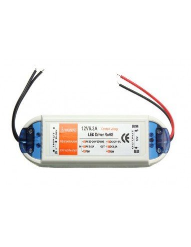 Transformador para Tira LED 72W 12V DC 6,3A