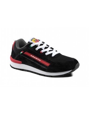 ABARTH COMPETIZIONE BLACK-RED Occupational Footwear O2 in Suede Leather and Water-Repellent Mesh