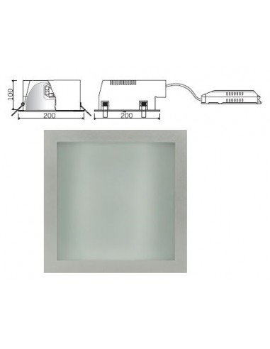 Aro Downlight cuadrado 2x26W Gris Electr. (RAEE)