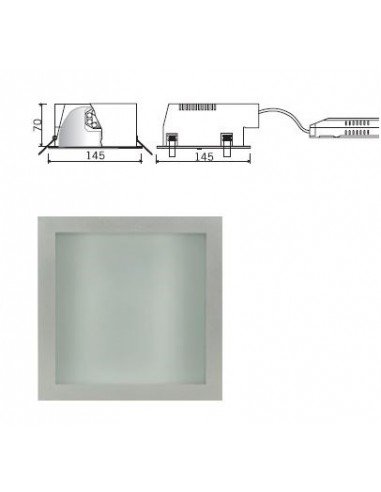 Cèrcol Downlight quadrat mini 2x18W gris Elec. (RAEE